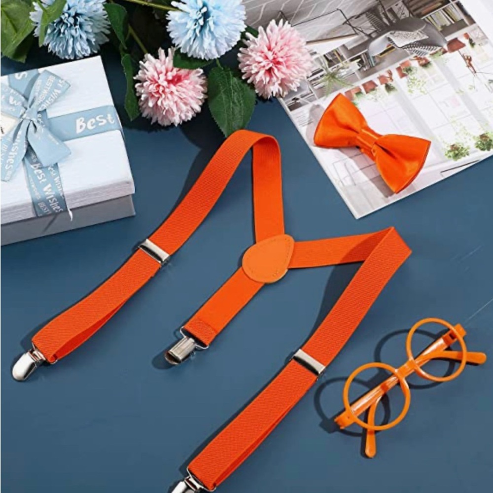 Suspenders, bow tie & glasses - orange